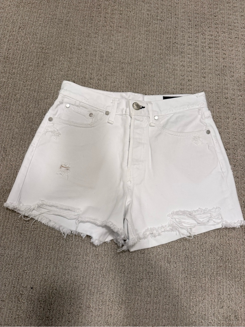 rag & bone Distressed White Denim Cutoff Shorts